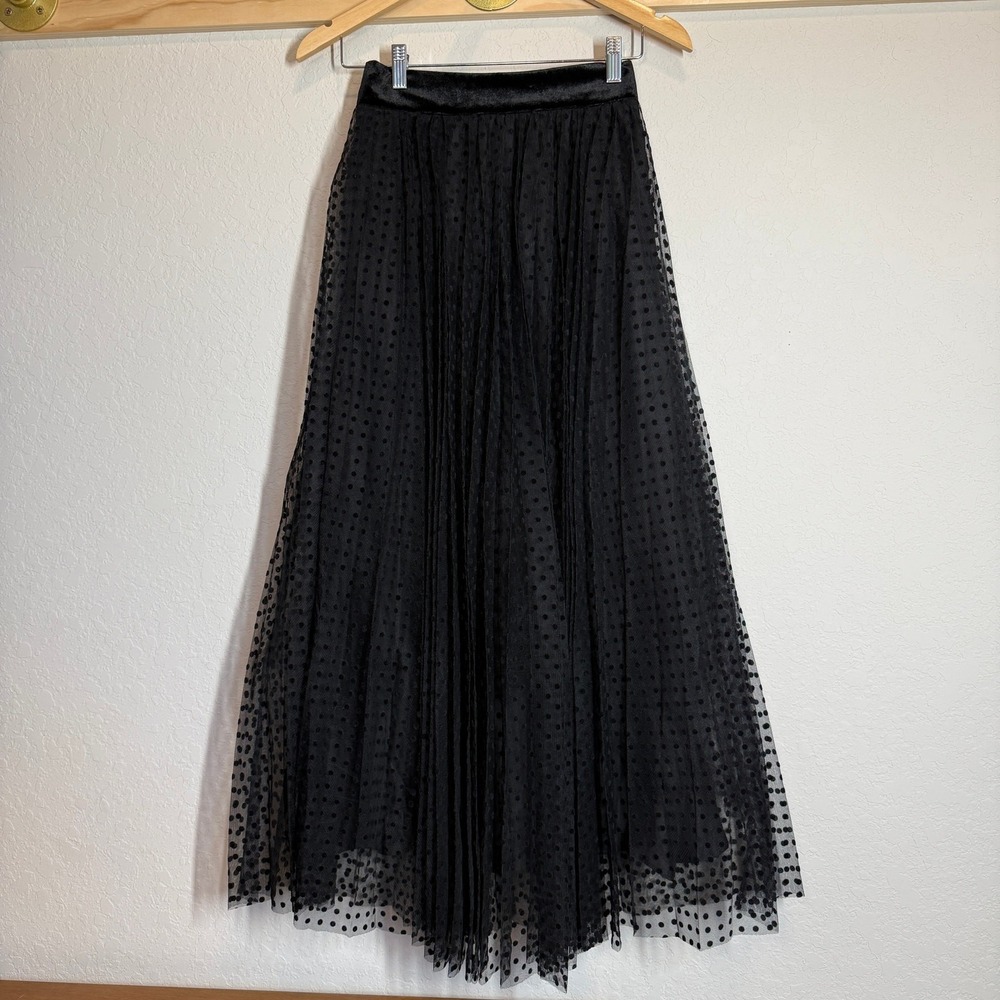 Women's Exquise Tulle Black Polka Dot Maxi Arlo Skirt Size 2 NEW - Picture 2 of 12